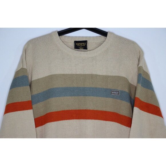 Vintage Southpole Mens Medium Y2K Striped Spell Out Knit Sweater L551 - Picture 2 of 6